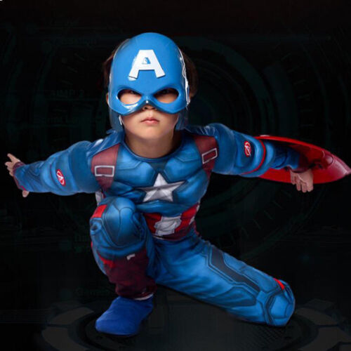 Kids Captain America Costume Avengers Child Cosplay Super Hero Halloween Boys