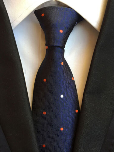 Details about   145KT classic mens 100% silk neck tie luxury blue polka dots wedding party ties 