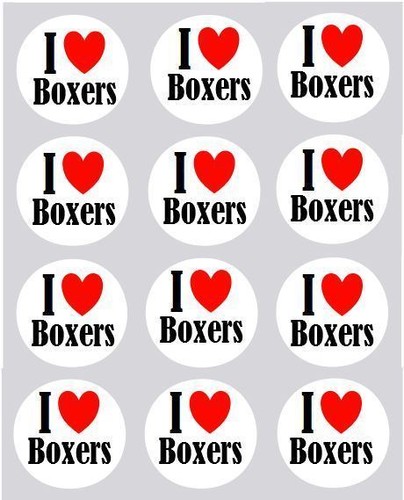 12 I Love Boxers Cupcake Decoration Edible Cake Toppers Pre Cut 40mm