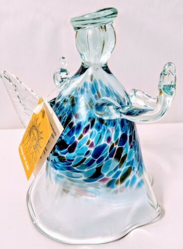 Details about  / Blue Kitras Art Glass Large 6/" ANGEL OF BLESSINGS Christmas Ornament  hand blown