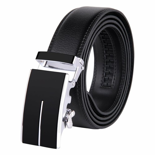 Men S Leather BEL corrispondenza automatico Fibbia 1.38 ampi CRICCHETTO Abito nero elegante b