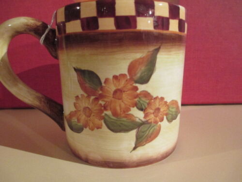 ROOSTER ~ PLAID MUG ~ ROOSTER WITH FLOWERS ~
