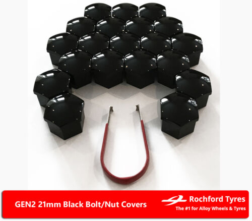 Mk5 Black Wheel Bolt Nut Covers GEN2 21mm For Mitsubishi L200 15-17 
