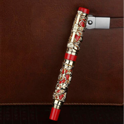 JINHAO classic Emboss red golden Dragon and phoenix GIFT Fountain Pen