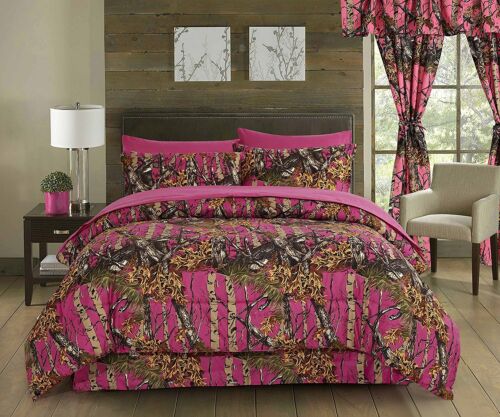 QUEEN SIZE HOT PINK CAMO 1 PC COMFORTER BED SPREAD ONLY CAMOUFLAGE WOODS 