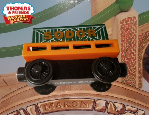 THOMAS /& FRIENDS WOODEN RAILWAY ~ CARGO CAR ~ ORANGE ~ MINT ~ NEVER PLAYED WITH
