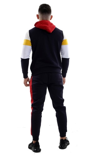 Mens Tracksuit Set Stylish CONTRAST Zipper Hoodie Top Bottoms Jogging Jogger Gym