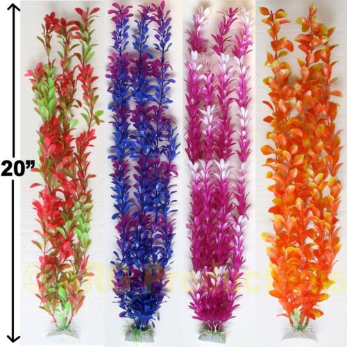 4X Mixed 20'' Large Artificial Plastic Decoration Plants for Fish Aquarium Tank 
