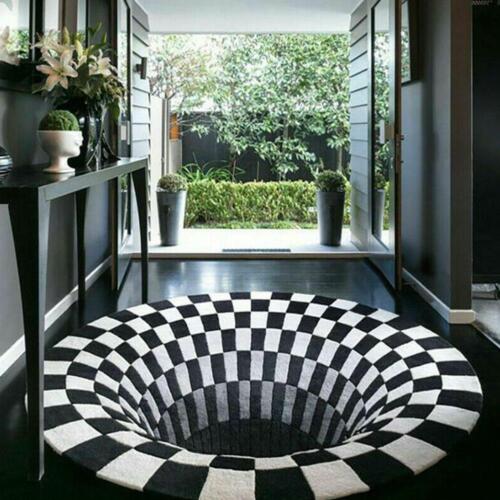 3D Swirl Print Optical Illusion Area Rug Carpet Non-slip Floor Pad Doormat Mats