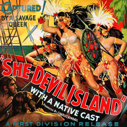 She Devil Poster She Devil Island Vintage Horror 1936 Movie Art Giant 20x20 