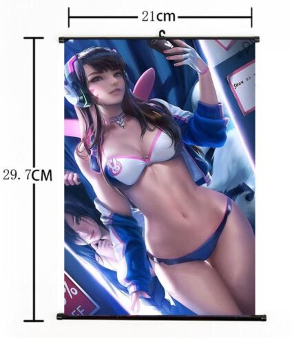 Hot Anime Blizzard Game Overwatch D.VA Home Decor Poster Wall Scroll 8"×12"FL890 