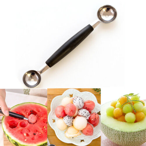 1PC Double-end Stainless Steel Melon Ice Cream Baller Scoop Fruit Spoon OuYU