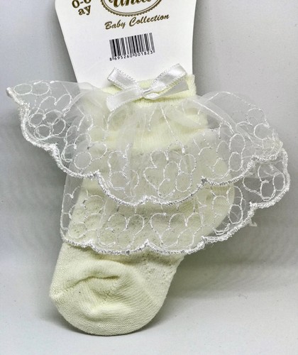 3 paires Bargain Bébé Filles Chaussettes Dentelle Froncée Tutu Baptême