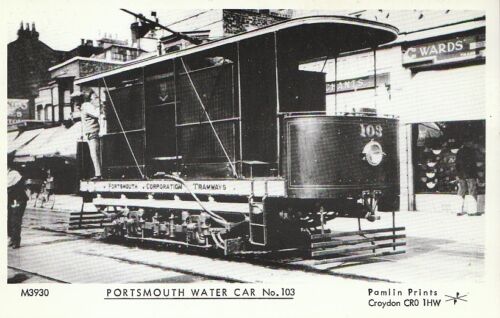 Hampshire Postcard Portsmouth Corporation Tramways Water Car No.103 EE74 