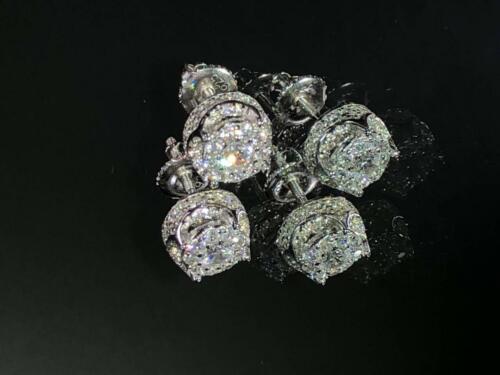 Real Italy 925 Sterling Silver Created Diamond Square Screwback Stud Earrings