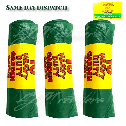 30 STRONG LARGE HEAVY DUTY GREEN GARDEN WASTE SACKS RUBBISH BIN BAGS 115L