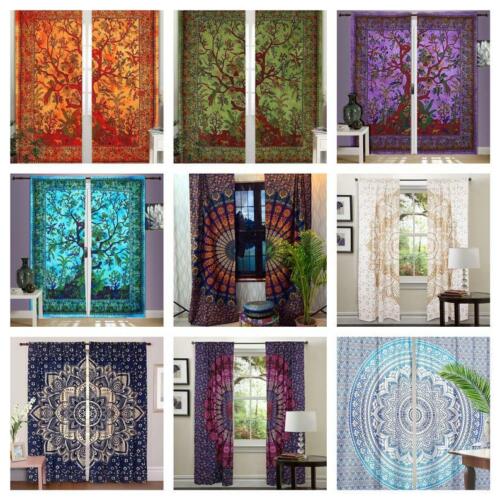Hippie Curtains Boho Curtains Gypsy Teen Room-Dorm-Hippy Mandala Tapestry Window 