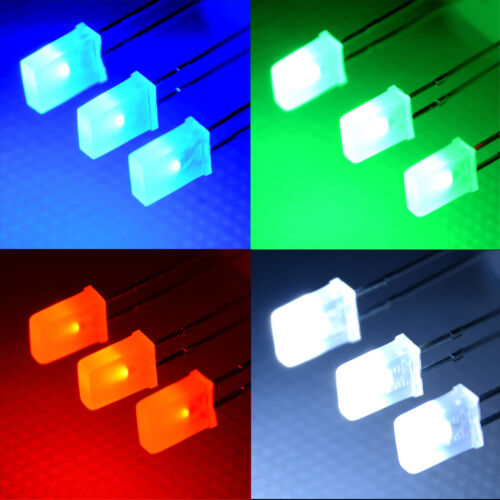 100pcs 2*5*7mm Rectangular Square LED Diodes White/Green/Red/Blue、PopVX 