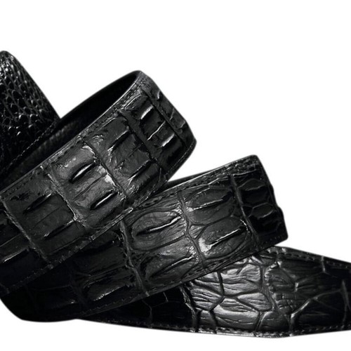 Luxury Men Crocodile Leather Ratchet Belt Automatic Buckle Waistband Strap Waist