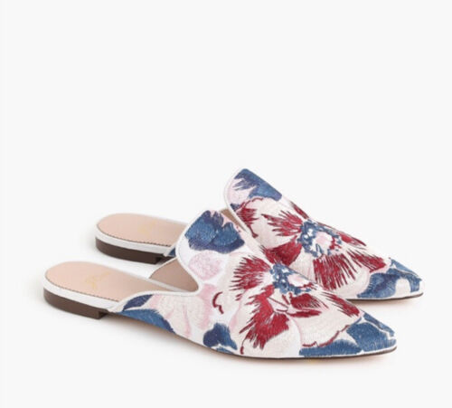 Details about   NEW J Crew Embroidered Women 8 Brocade Pointy Toe Floral Mule Pointed Toe Slide 