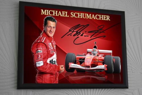Michael Schumacher F1 Ferrari Framed Canvas Signed Print &#034;Great Gift&#034;