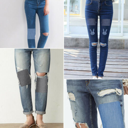 24 PCS Iron On Elbow Knee Denim Jeans Patches DIY Sewing Appliques Decor Repair 