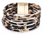 Leather Leopard Print Bracelet Layering Strand Magnetic Cuff   Brown /& Beige