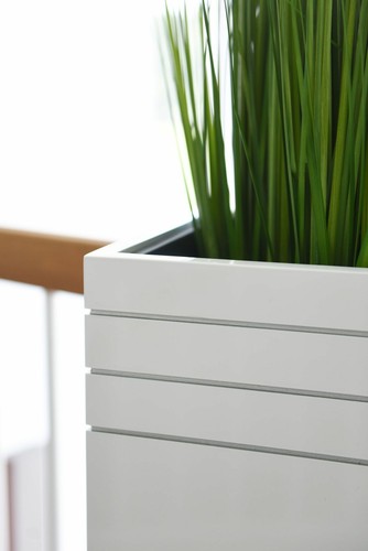 100x30x30 Pflanzkübel Blumenkübel exklusiv Fiberglas /"Block/" Weiß Hochglanz