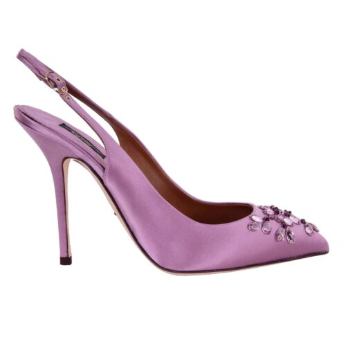 DOLCE & GABBANA Kristalle Slingback Pumps Schuhe BELLUCCI Seide Pink 06954 