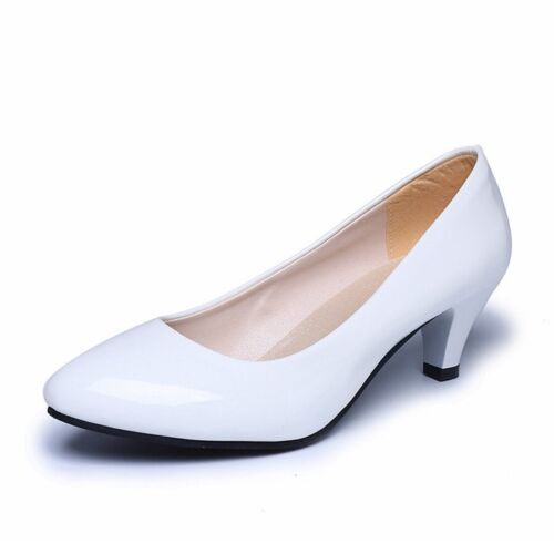 Womens Lady Round Toe Slip On Classic Pumps Bridal Party Dress Shoes Heels Size 