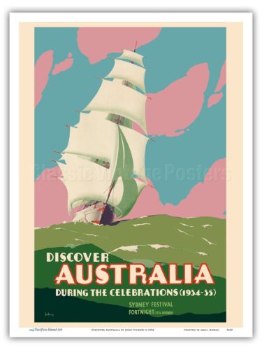 Australia Sydney John Vickery 1934 Vintage World Travel Poster Print 