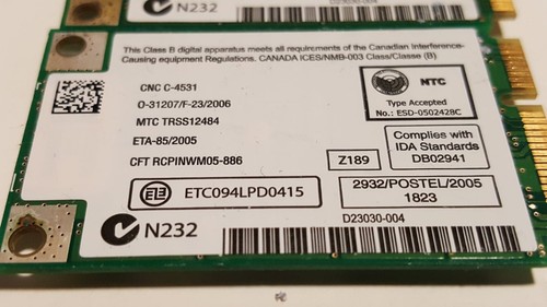 LOT of 10 INTEL WM3945ABG D26965-013 HP dv6000 Wireless 802.11 bgn Mini PCIE