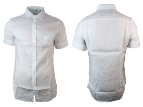 Para Hombre Slim Fit ropa de manga corta botón T Camisa Verano Casual Caqui Blanco En Azul Marino 