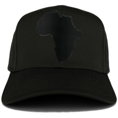 Solid Black Africa Map Embroidered Iron on Patch Adjustable Baseball Cap 