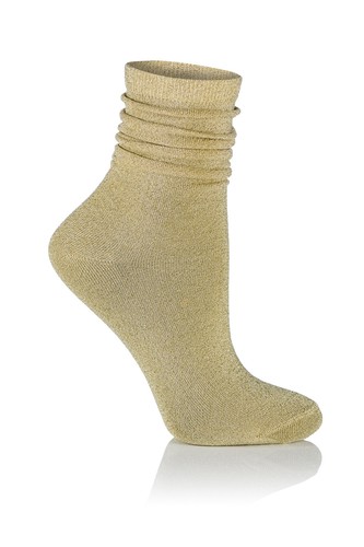 Glamour Stardust Lurex Black Silver Gold Navy Shiny modern women socks T146