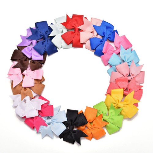 20PCs Baby Big Hair Bows Elegant Girls Alligator Clip Fabric Ribbon Headband NEW
