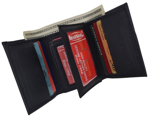 Nouveau Homme Trifold Portefeuille en cuir multi poches style classique carte ID peau d/'agneau