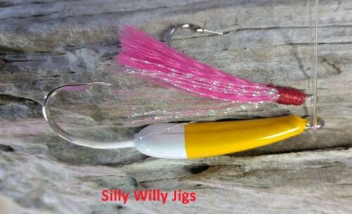POMPANO MACKEREL FLUKE COD TEASER SILLY WILLY LURE #2-5 RIGGED FLUOROCARBON 