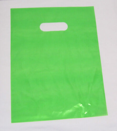 50 12&#034; x 15&#034; LIME-GREEN GLOSSY Low-Density Plastic Merchandise Bags