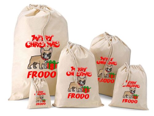 Personalised With Your Dogs Name Santa Sack Treat Bag French Bulldog Frodo