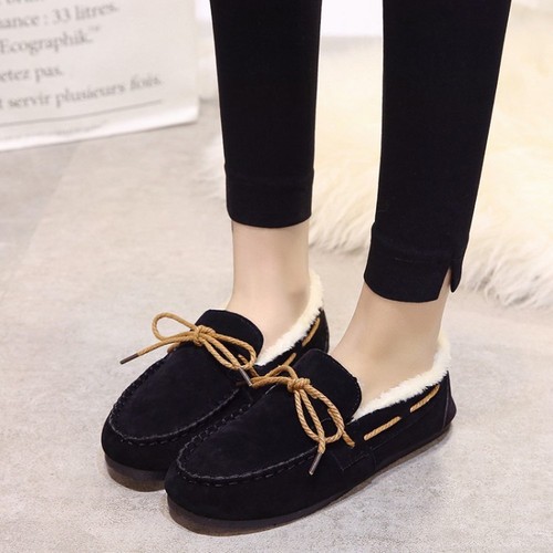 Femme Casual Fourrure Mocassins en Daim Mocassin Enfiler Chaussures Indoor Outdoor Slipper