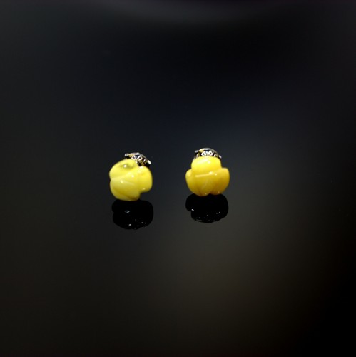 Details about / Natural Baltic Amber Yellow Rose Shaped Stud Earnings Beautiful Perfect Gift