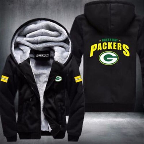 Men Women Football Green Bay Packers Zipper Jacket Thicken Hoodie Coat Clothing 