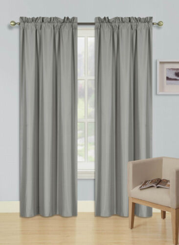 1 Set Rod Pocket Insulated Thermal Lined Blackout Window Curtain R64 Purple
