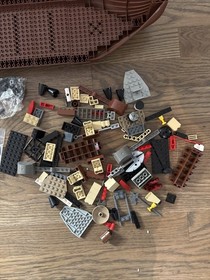 Vintage Lego 7018 Viking Ship Hull, Viking Parts Lot and Sail INCOMPLETE LOT