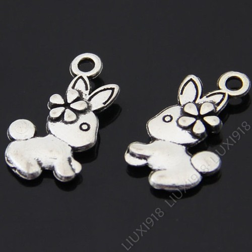 20pc Retro Colgante Conejo Animal Colgante plata tibetana encantos perlas 333AF
