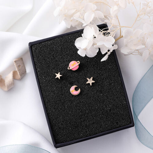 4 Pcs Earrings Mini Stud Universe Planet Moon Star Gift Jewelry Creative Women/'s