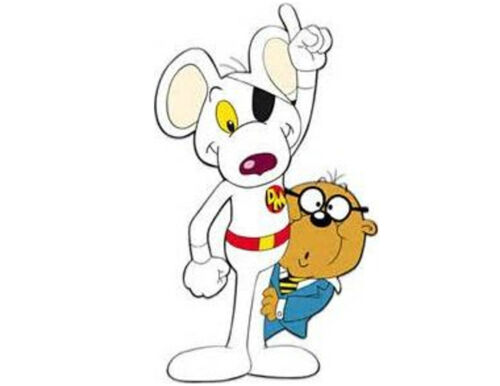 Danger Mouse & Penfold 48 Large Sticky White Paper Stickers Labels New 