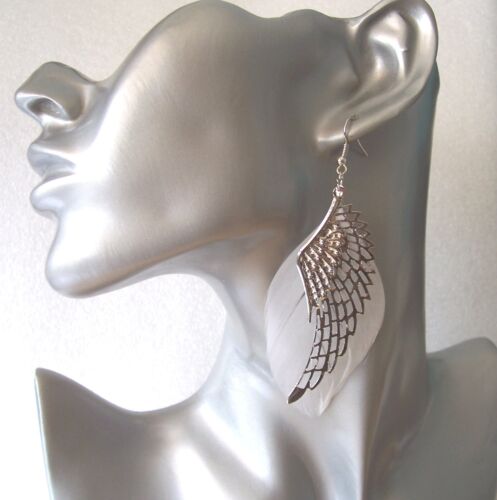 Lightweight Angel Wing and Feather Earrings Pierced or Clip-on 