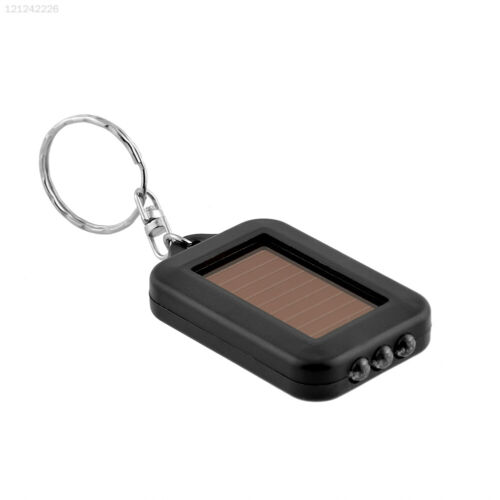 Mini Solar Schlüsselanhänger Power LED Taschenlampe Licht Flashlight schwarz